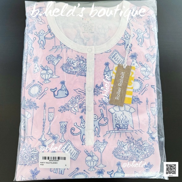 Roller Rabbit Party Toile Pajamas in Pink Size Small (S) Brand New NWT - Picture 13 of 14